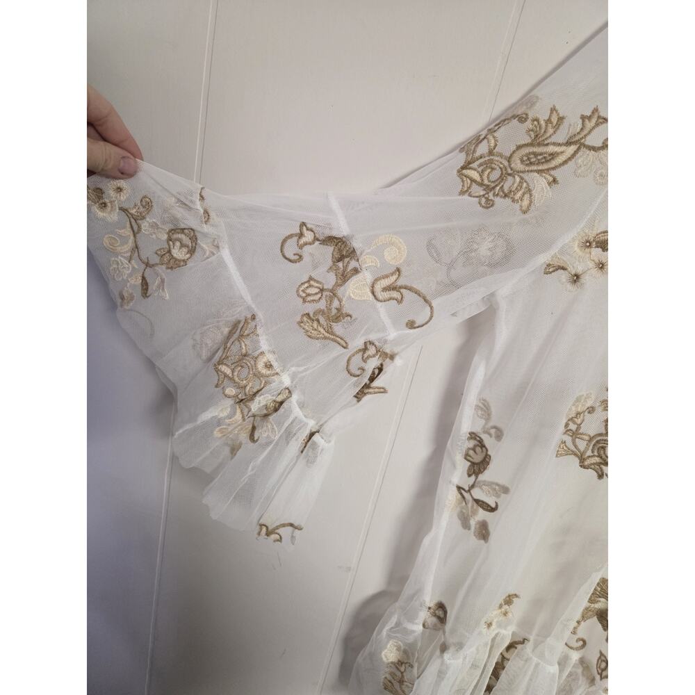 Soft Surroundings Sheer Ivory Embroidered Mesh Top Size Large - Picture 6 of 9